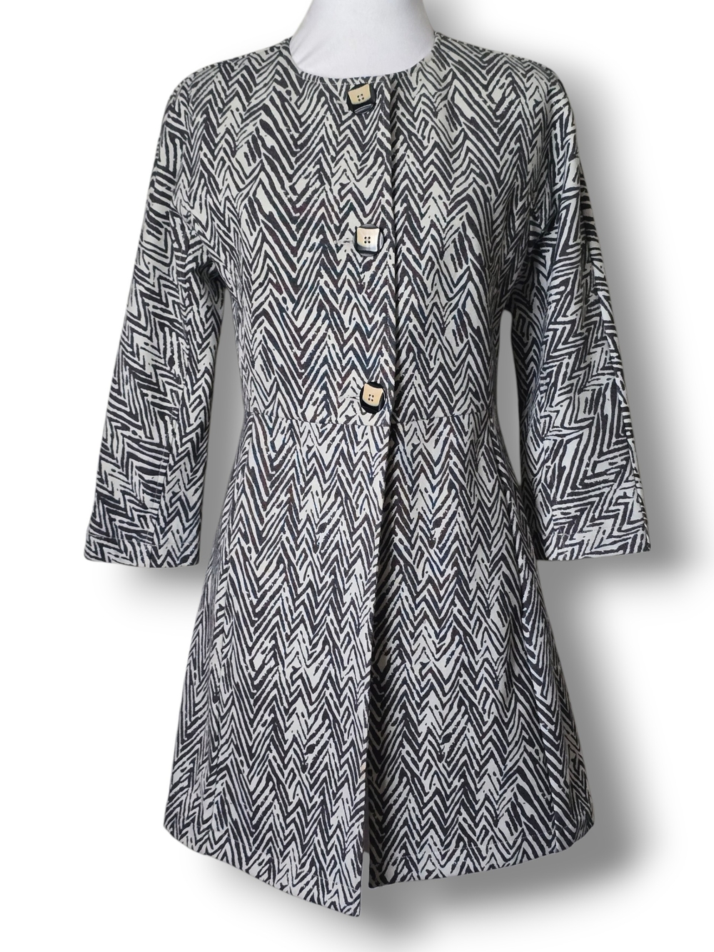 Cabi Zig Zag Chevron Ponte Knit Longline Jacket Coat Blazer #3034 - Size XS